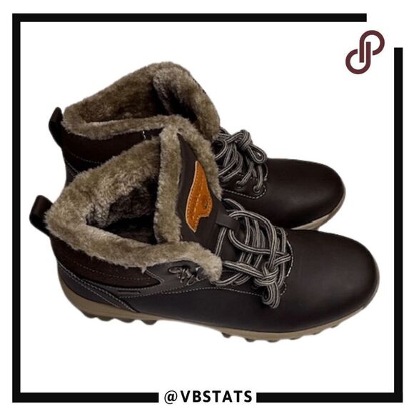 Quatchi Men's Faux Fur Trim Lined Lace Up Winter Boots Brown Size 13 NWOT - Picture 1 of 9